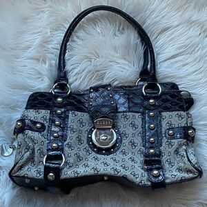 Guess Vintage Black and Tan Monogram Shoulder Bag